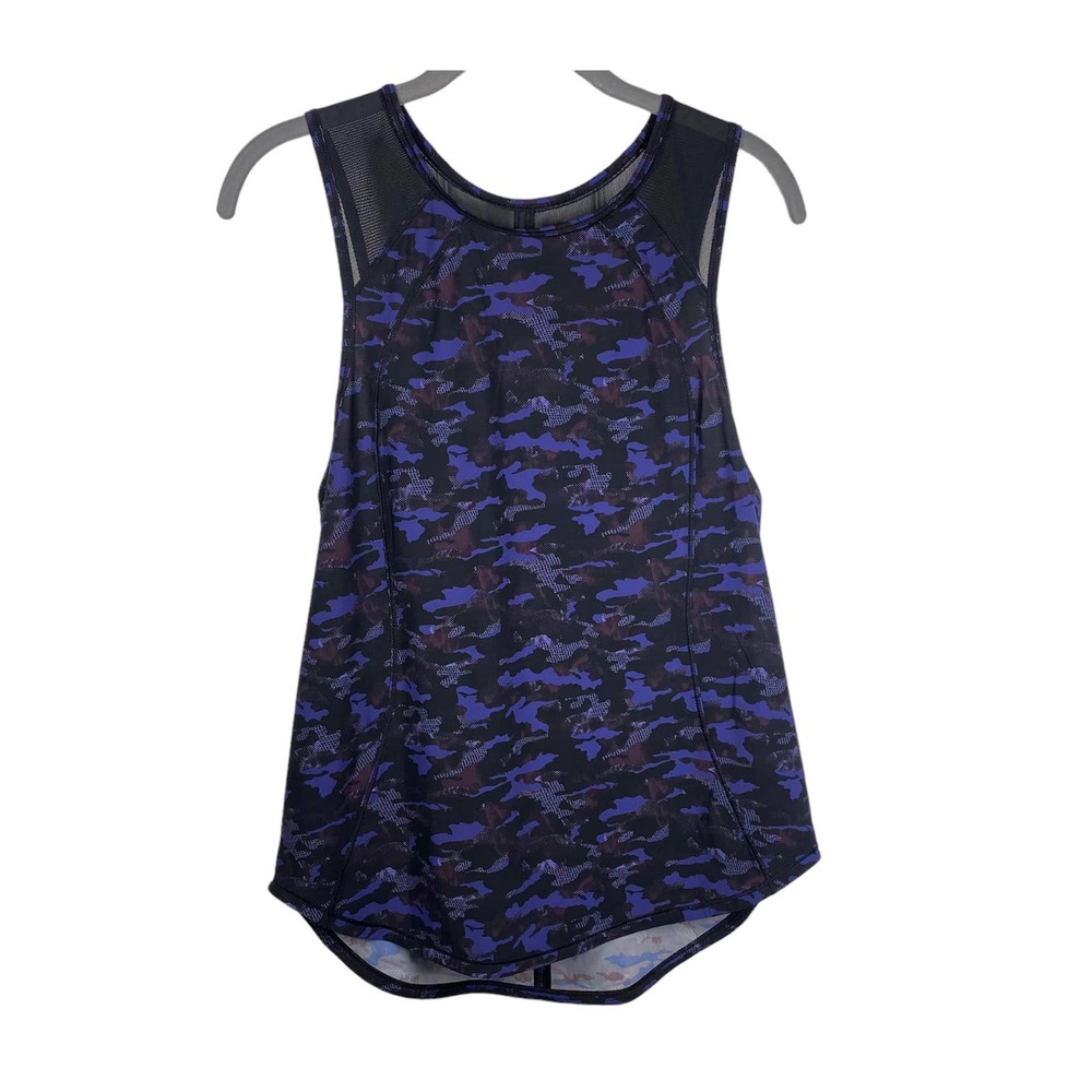 Lululemon Sculpt Camo Mesh Athletic Tank Top Blue Purple Black - Picture 2 of 7